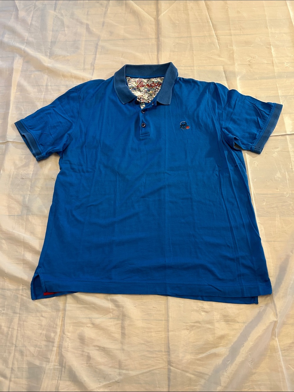 Robert Graham Vibrant Blue Short-Sleeve Polo with Contrast Collar
